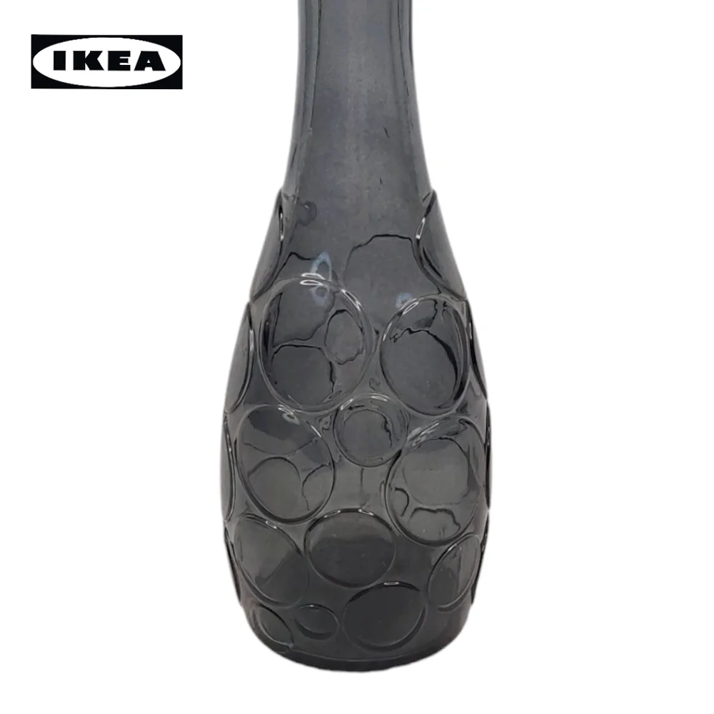Ikea Contemporary Decorative Smokey Black Bubble Bottle Glass Vase
